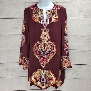 Joolay Tunic Mini Embroidered Chiffon Dress Size S